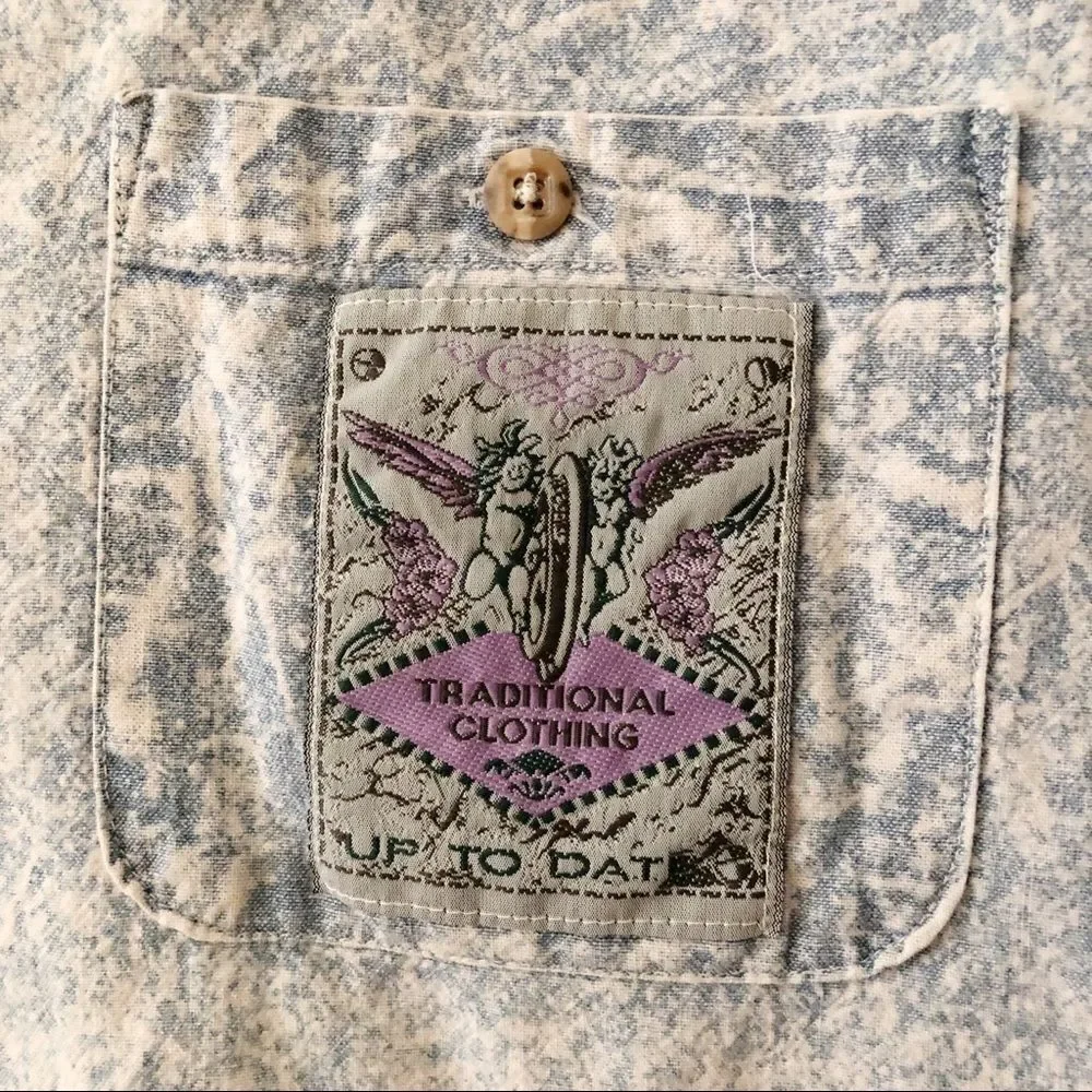 Vintage 80’s Style Acid Wash Denim Top 5 - Picture 3 of 6